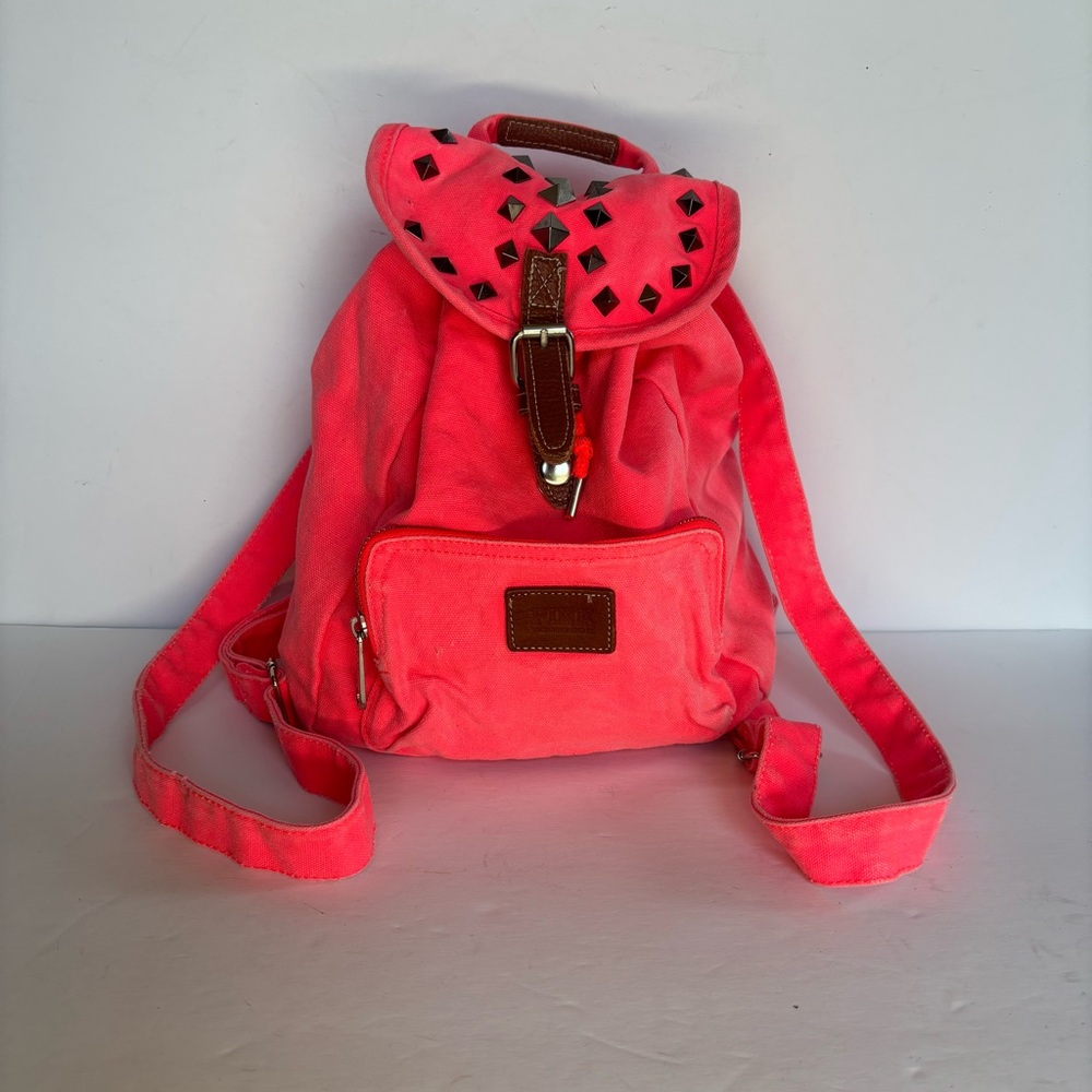 Victoria’s Secret PINK Neon Pink Studded Canvas Backpack